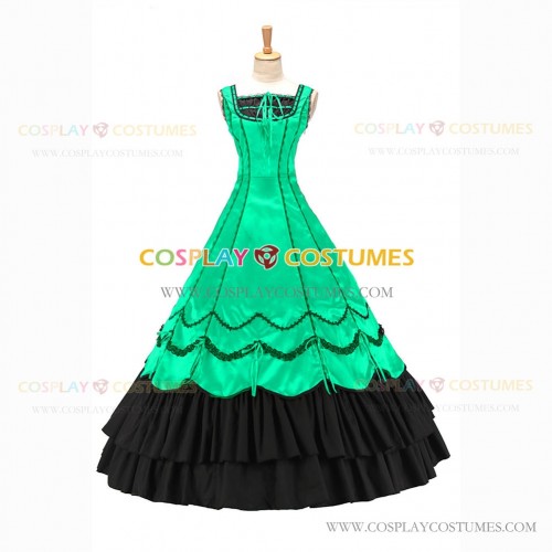 Romantic Southern Belle Marie Antoinette Theater Steampunk Ball Gown Green Dress