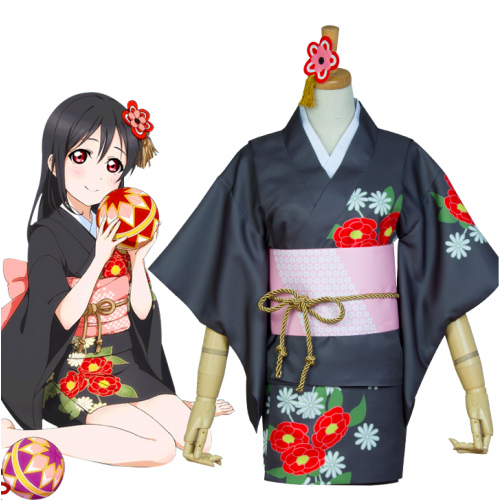 Love Live Nico Yazawa Kimono Cosplay Costume Black