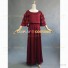 Edwardian Period Chiffon Punk Dress Burgundy Solid Color Dress