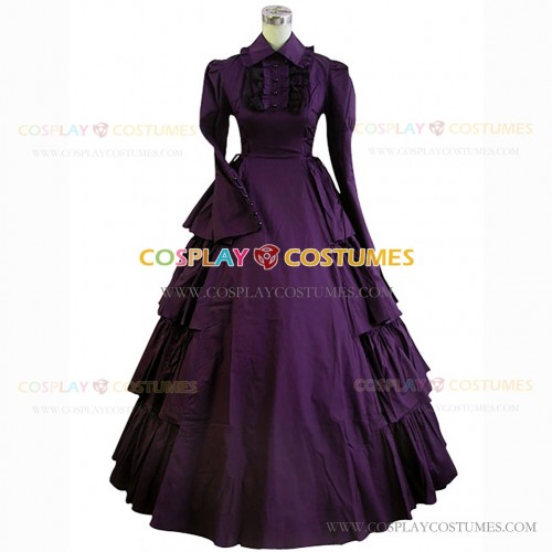 Victorian Lolita Vintage Ball Gown Prom Little Women Royal Dress Royal Purple