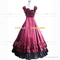 Southern Belle Alice in Wonderland Fancy Fairytale Dress Burgundy