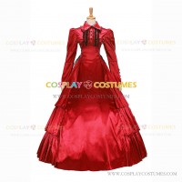 Victorian Gothic Lolita Reenactment Rococo Southern Belle Red Ball Gown Dress