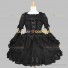 Wide Sleeve Black Gothic Lolita Dress Tiered Ruffle Bow Dress