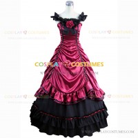 Southern Belle Red Bridal Dress Stage Costume