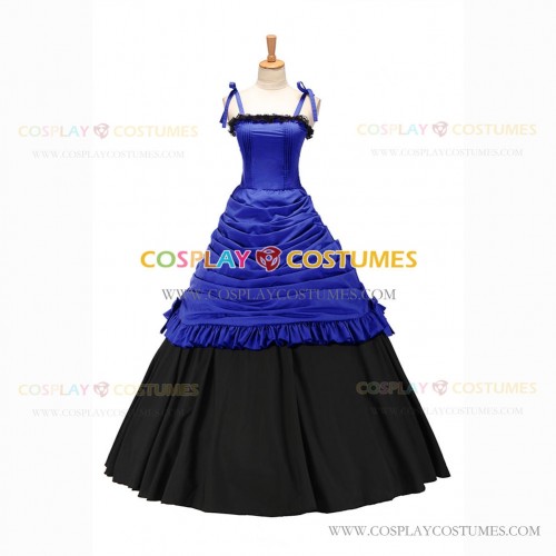 Reenactment Gothic Lolita Civil War Victorian Ball Gown Blue Dress