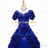 Reenactment Victorian Scarlett O'Hara Rococo Royal Blue Ball Gown Dress