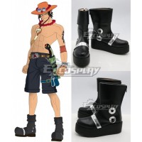 One Piece Portgas D Ace Black Shoes Cosplay Boots