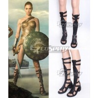 DC Wonder Woman Diana Prince Black Shoes Cosplay Boots