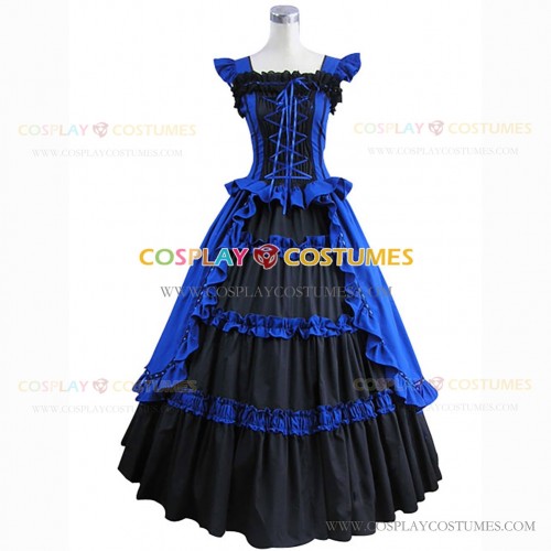 Antique Victorian Fairytale Gown Fancy Dress Stage Dress Blue