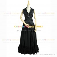 Gothic Edwardian Period Dress Black Brocaded Steampunk Clothing