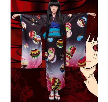 Hell Girl Three Vessels Jigoku Shoujo Mitsuganae Ai Enma Kimono Cosplay Costume