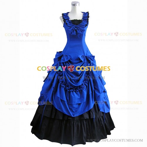 Victorian Southern Belle Little Women Ball Gown Prom Dress Blue