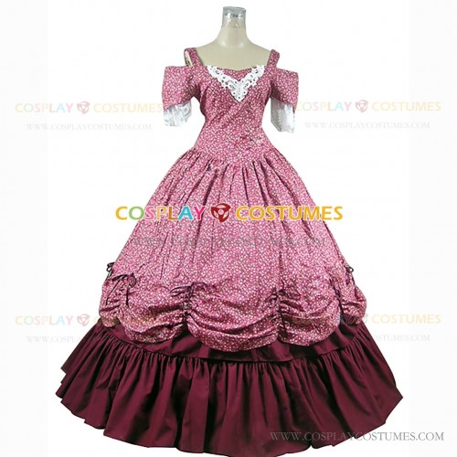 Alice in Wonderland Country Lolita Floral Dress Ball Gown Cherry Red