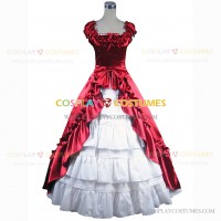 Sleeveless Gothic Theater Reenactment Clothing Lady Dress Red