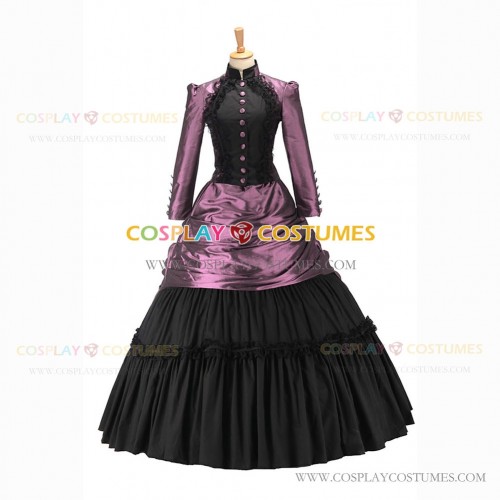 Gothic Victorian Marie Antoinette Theater Layered Evening Gown Purple Dress