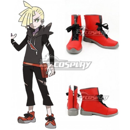 Pokemon Sun and Moon Team Skull Gladion Red Shoes Cosplay Boots