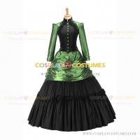 Gothic Victorian Marie Antoinette Theater Layered Evening Gown Green Dress