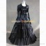 Faire Queen Elizabeth Black Gothic Vampire Lady Evening Gown Black