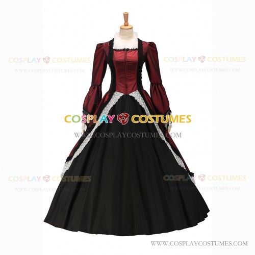 Victorian Punk Lolita Pagoda Sleeves Ball Gown Red Dress