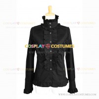 Victorian Style Lolita Blouse Fancy Pleated Ladies Blouse Black