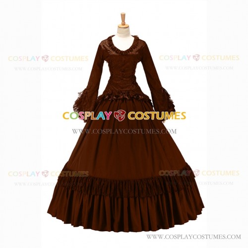 Southern Belle Retro Gothic Lolita Falbala Evening Ball Gown Brown Dress