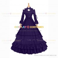 Marie Antoinette Reenactment Lolita Purple Ruffle Evening Ball Gown Dress