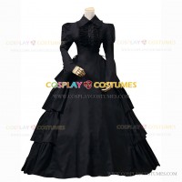 Victorian Lolita Vintage Ball Gown Prom Little Women Royal Dress Black