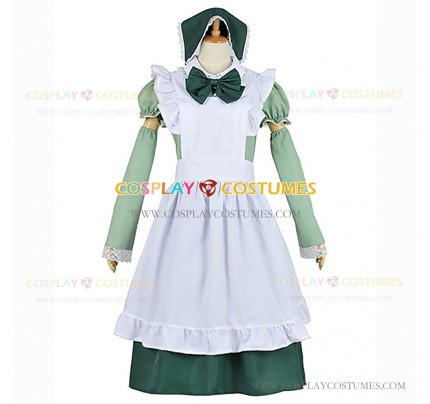 Hungary Costume from Axis Powers: Hetalia Cosplay Maid Dress Green Headband