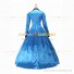 Retro Victorian Classic Turtle Neck Stage Blue Long Dress Ball Gown