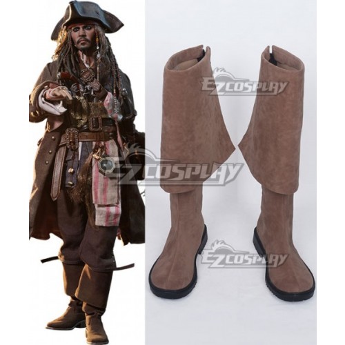 Pirates of the Caribbean: Dead Men Tell No Tales Captain Jack Sparrow Light Brown Shoes Cosplay Boots