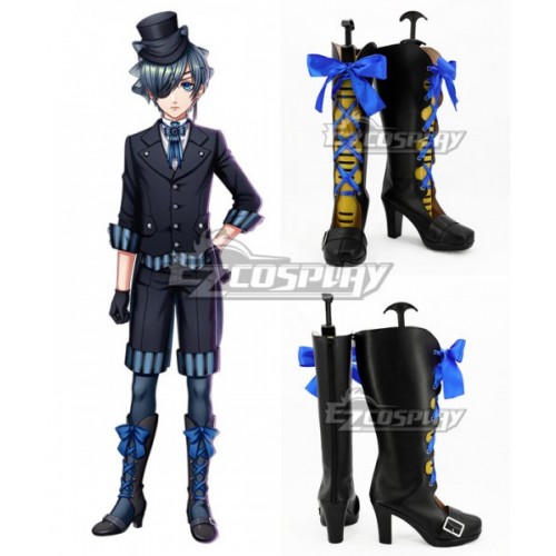 Black Butler Kuroshitsuji Movie: Book of the Atlantic Ciel Phantomhive Black Shoes Cosplay Boots