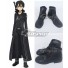 Sword Art Online SAO Sodo Ato Onrain Kirigaya Kazuto Kirito Black Shoes Cosplay Boots