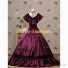 Victorian Style Southern Belle Satin Gown Reenactment Dress Dark Purple