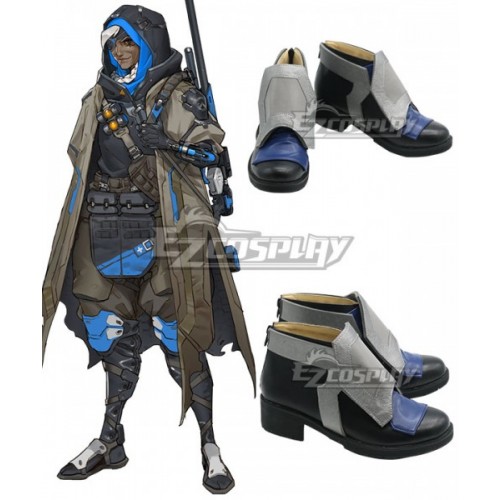 Overwatch OW Ana Amari Blue Cosplay Shoes