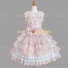 Sleeveless Sweet Love Lolita Dress Ruffle Tiered Bow Dress Pink