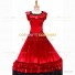 18th Century Vintage Ruffles Brocaded Sleeveless Gown Red Dress