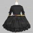 Wide Sleeve Black Gothic Lolita Dress Tiered Ruffle Bow Dress