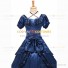 Reenactment Victorian Scarlett O'Hara Rococo Blue Ball Gown Dress