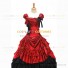 Vintage Gothic Lolita Victorian 18th Century Red Ruffles Evening Ball Gown Dress