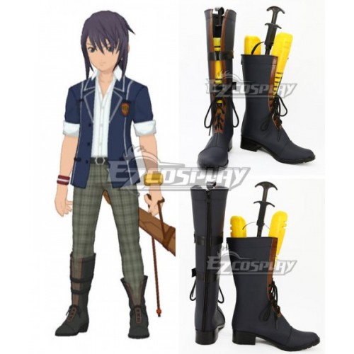 Tales of Vesperia TOV Yuri Lowell School Uniforms Dark blue Shoes Cosplay Boots