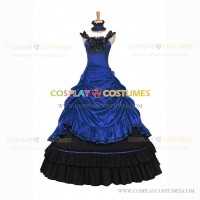 Steampunk Southern Belle Saloon Girls Theater Ruffles Royal Blue Dress Evening Gown