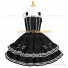 Sailor Lolita Dress Nautical Style White Stripes Sleeveless Naval Collar Tiered Dress Black