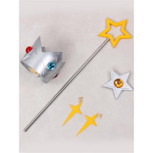 Super Mario Galaxy Rosalina Wand, Crown, Pin and Earrings Cosplay Props