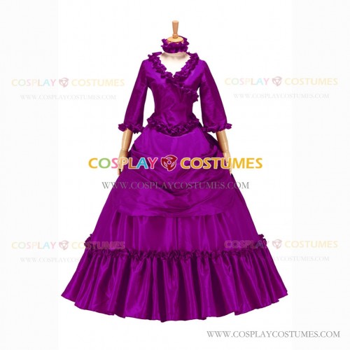 Medieval Renaissance Lolita Princess Ruffled Purple Ball Gown Dress