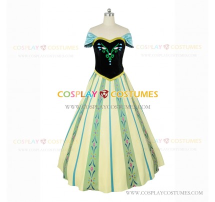 Frozen Cosplay Princess Anna Costume Green Dress