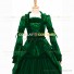 Retro Renaissance Style Pagoda Sleeves Prom Ball Gown Green Dress