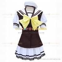 Shuffle Cosplay Costume Fuyou Kaede Girl School Uniform Brown White Dress