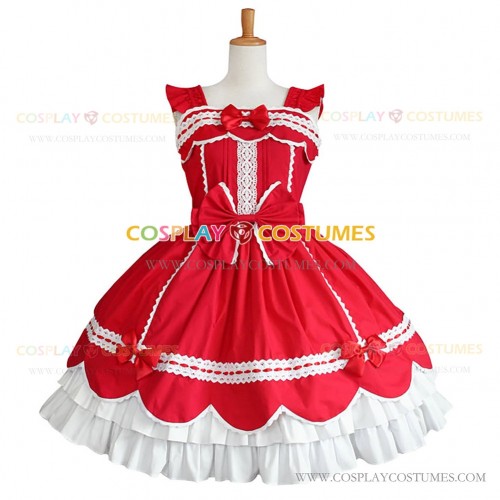 Sleeveless Sweet Love Lolita Dress Red Tiered Ruffle Dress