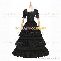 Reenactment Civil War Lace Lolita Recoco Layered Black Ball Gown Dress