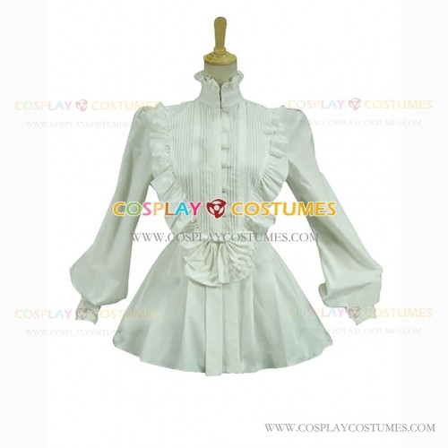 Elegant Victorian Style Blouse Ruffle Reenactment Blouse White